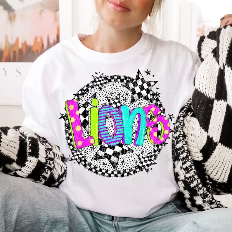 Lions with Checkered Retro Background