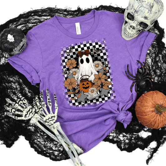 CHECKERED GHOST WITH PUMPKINS