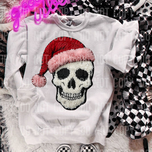 FAUX YARN SKELETON WITH CHRISTMAS HAT