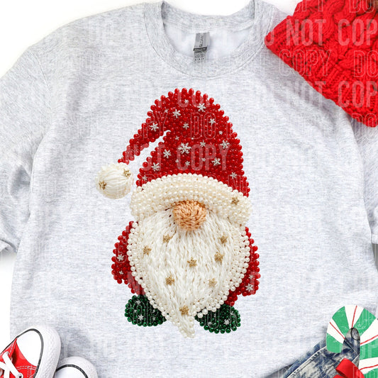 FAUX YARN WITH PEARLS SANTA