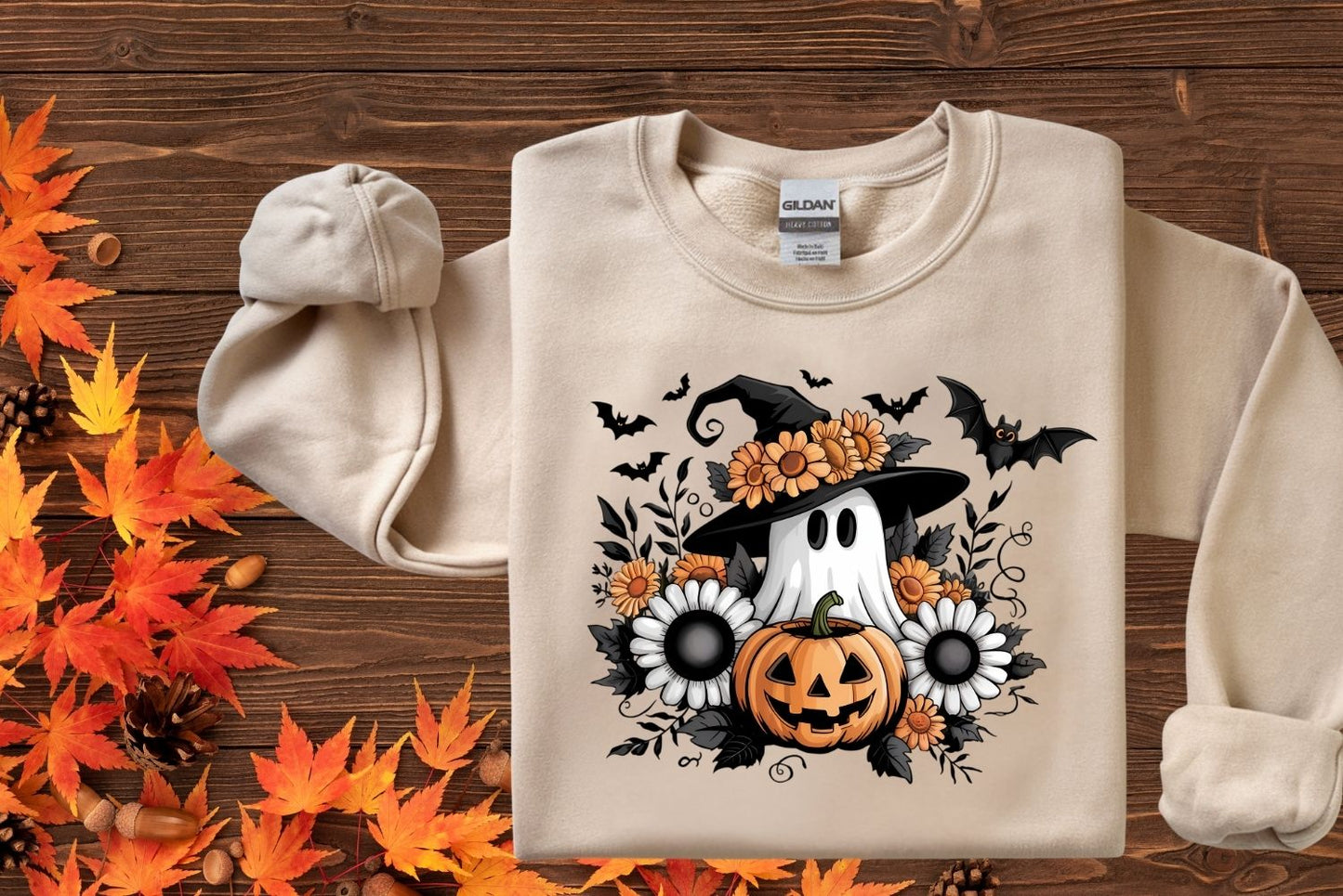 FALL GHOST WITH PUMPKIN FLOWERS
