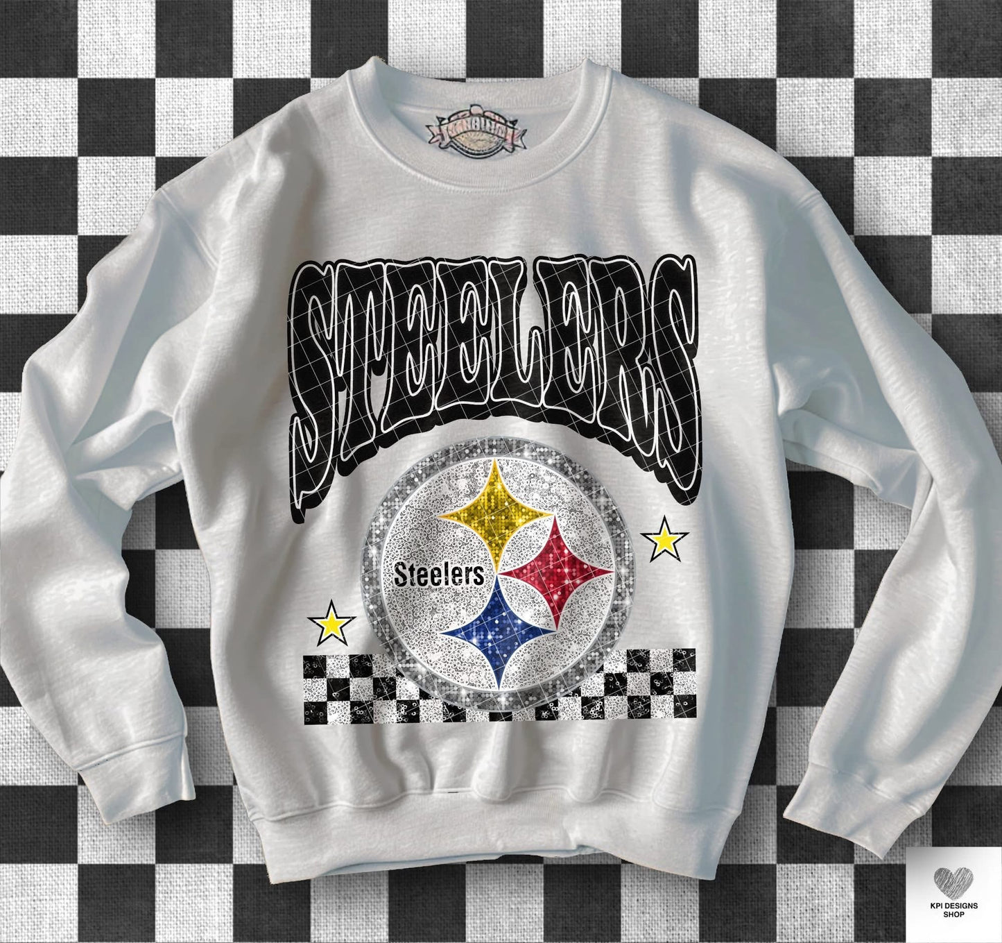 YOUR TEAM GLITTER CHECKERED