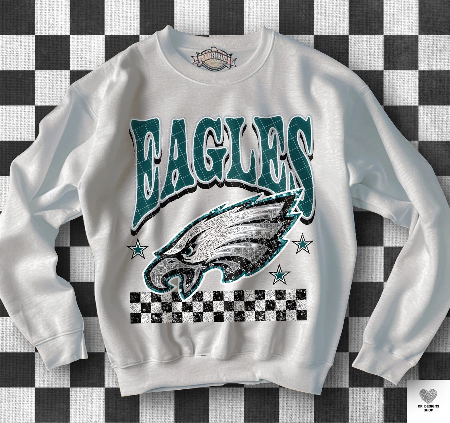 YOUR TEAM GLITTER CHECKERED