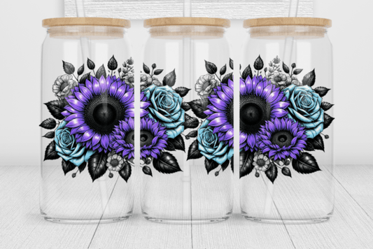 PURPLE, TURQUOISE & BLACK FLOWERS