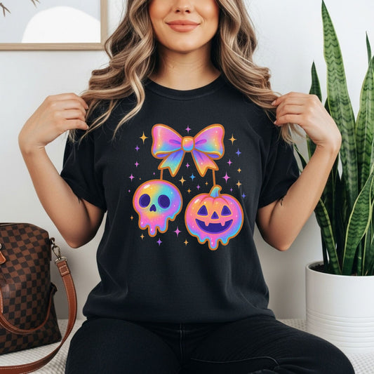 IRIDESCENT BOW SKULL PUMKIN