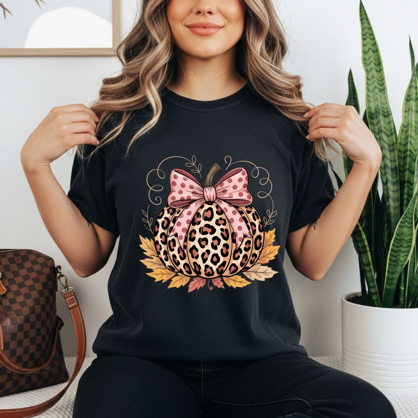 PINK BOW LEOPARD PUMPKIN