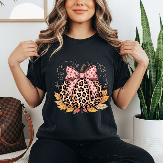 PINK BOW LEOPARD PUMPKIN