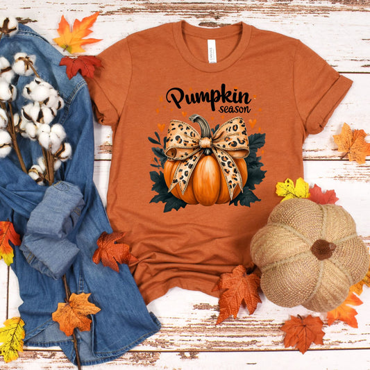 PUMPKIN SEASON LEOPARD BOW