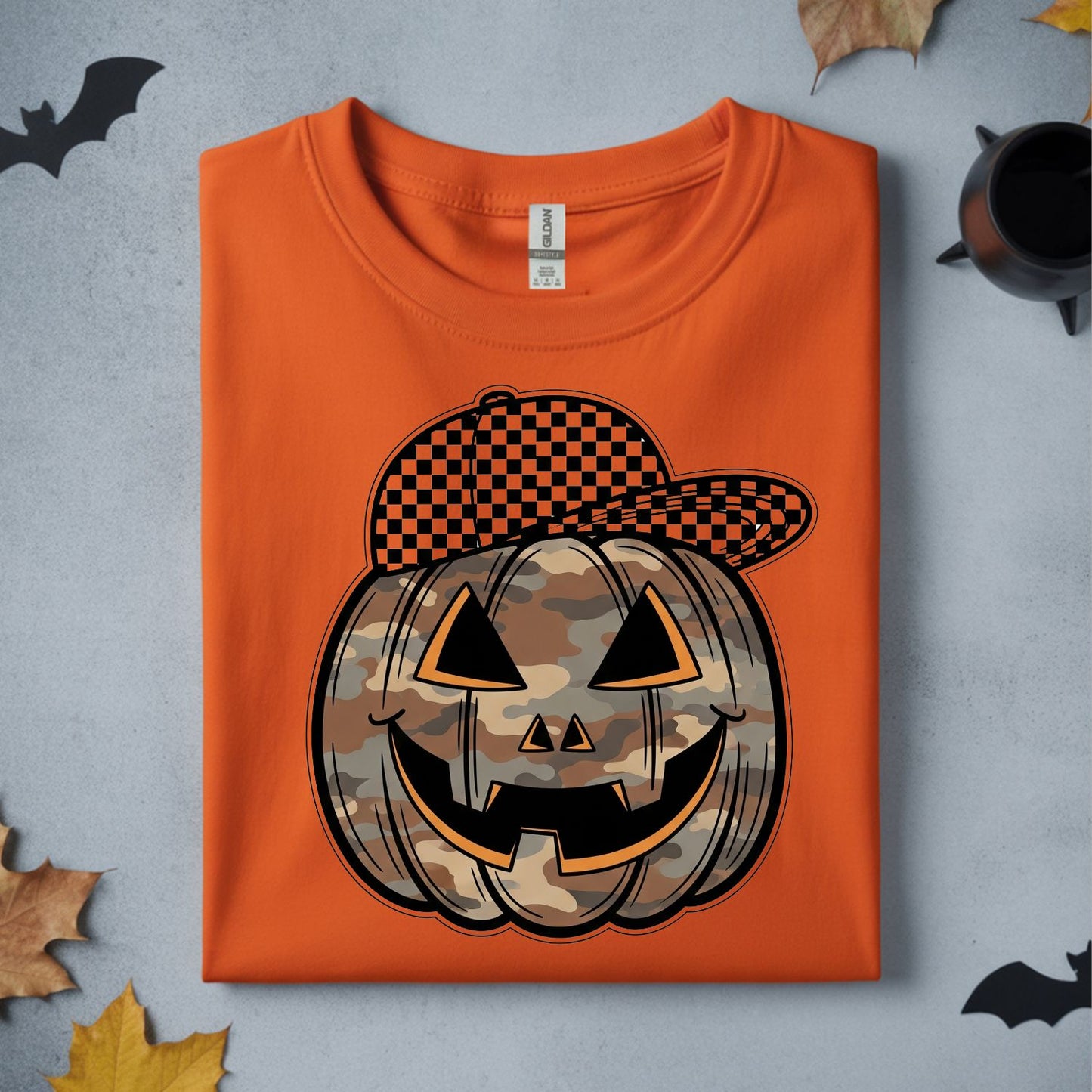 CAMO PUMPKIN WITH CHECKERED HAT