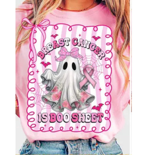 BREAST CANCER IS BOO SHEET STRIPED