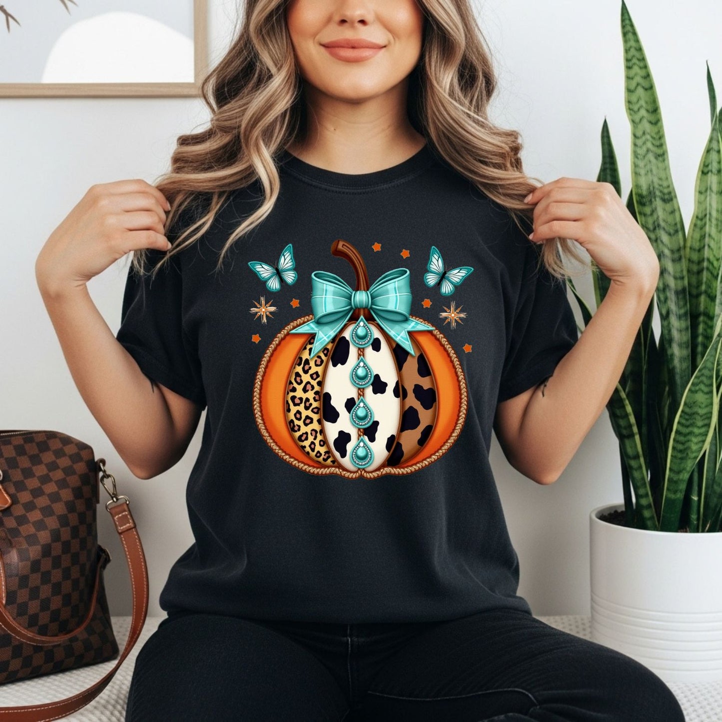 TURQUOISE COWHIDE PUMPKIN