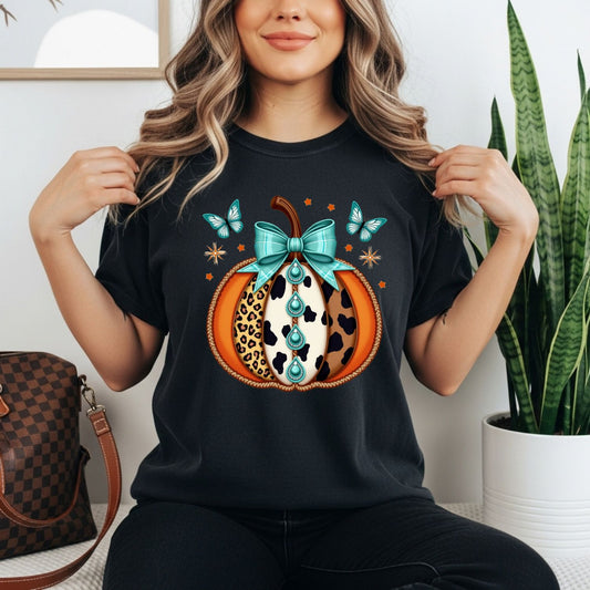 TURQUOISE COWHIDE PUMPKIN