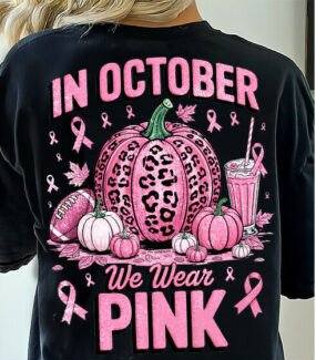 FOOTBALL PUMPKIN IN OCTOBER WE WEAR PINK