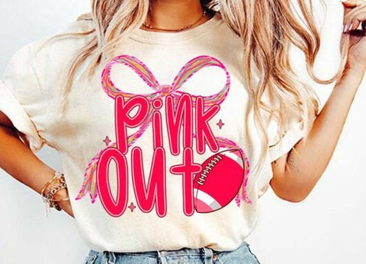 PINK OUT FOOTBALL BOW