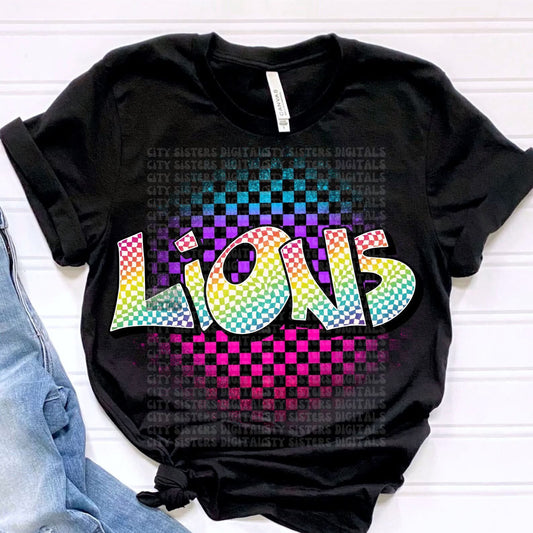 Lions Colorful Checkered