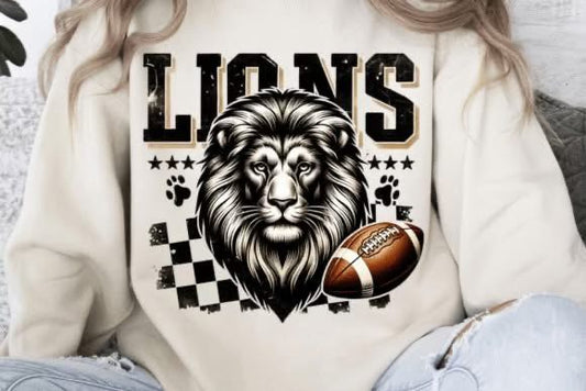 Lions Head Checkered Background and Football