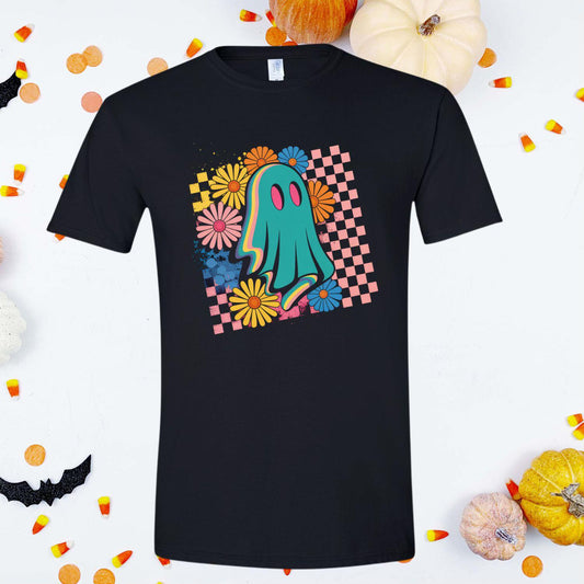RETRO CHECKERED COLORFUL GHOST