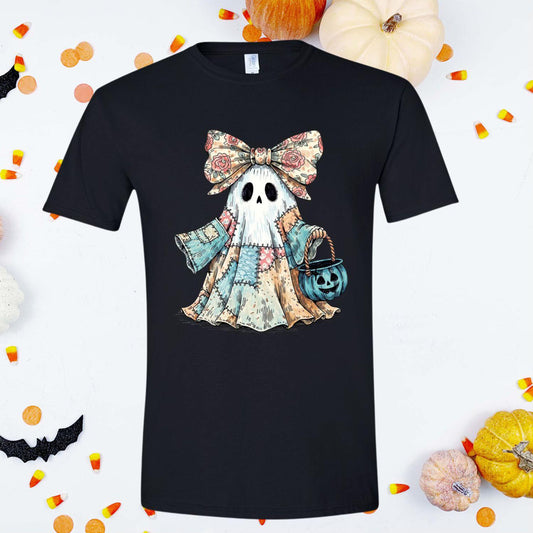 Retro Halloween Blue Denim Ghost