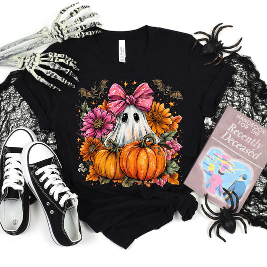 GHOST PUMPKINS PINK BOW