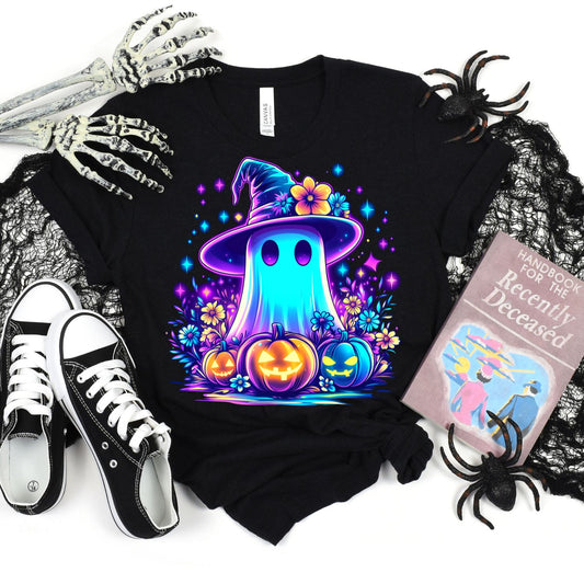 NEON GHOST WITH PUMPKINS