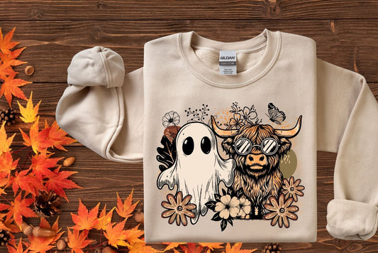 FALL GHOST & HIGHLAND COW