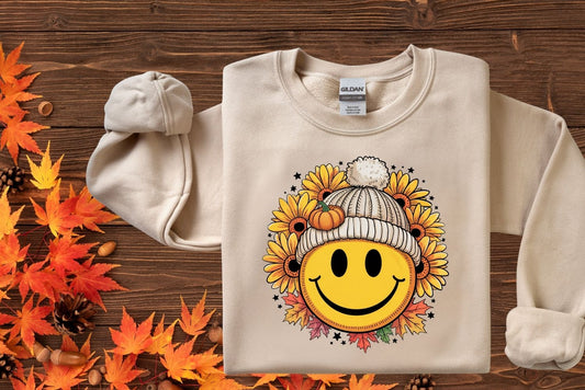FALL SMILEY WITH SUNFLOWERS