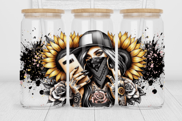 TATTOO GIRL WITH SUNFLOWERS
