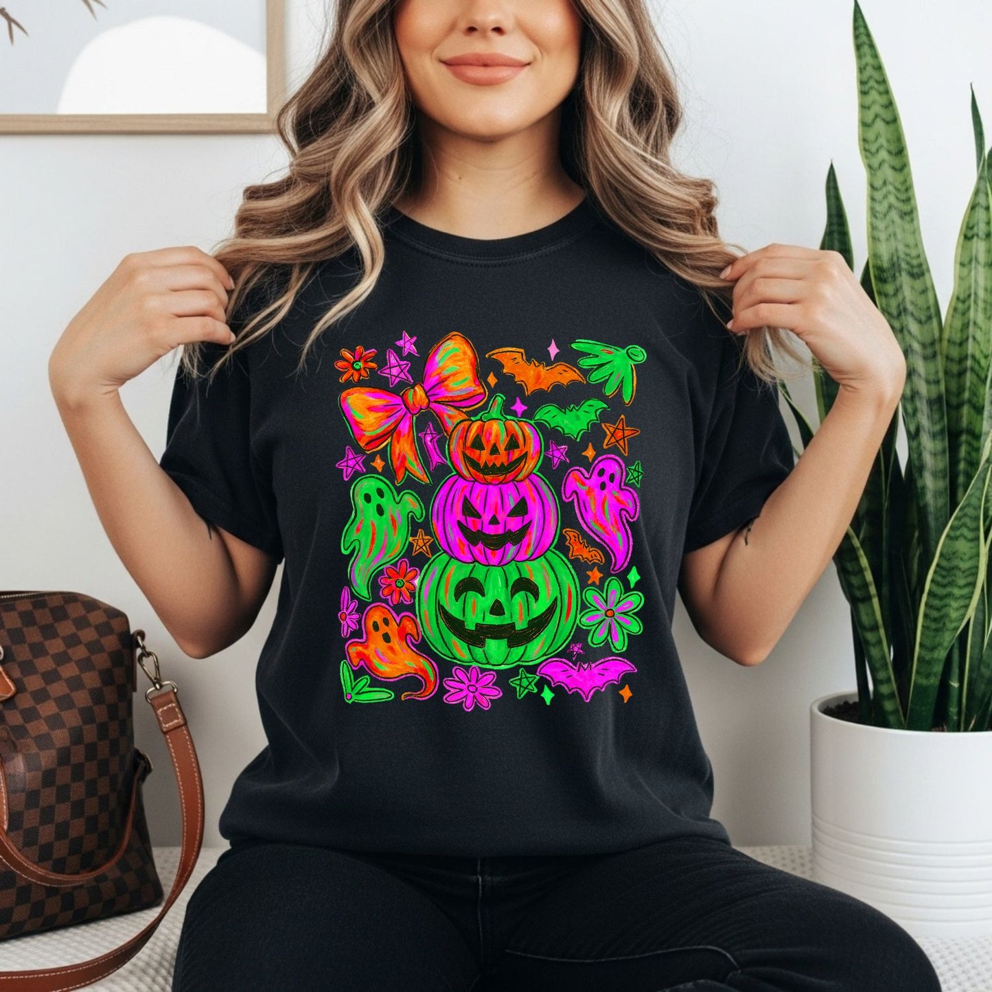 NEON PUMPKINS BOW