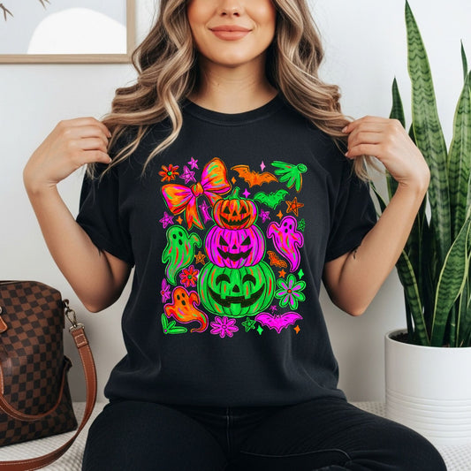 NEON PUMPKINS BOW
