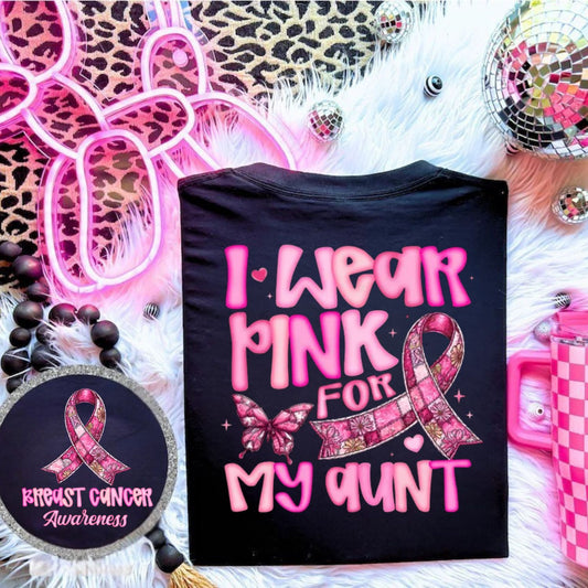 I WEAR PINK FOR MY AUNT PATCH RIBBON-FRONT/BACK DESIGN