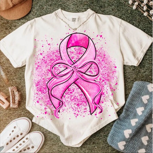 SPLATTER RIBBON WITH BOW