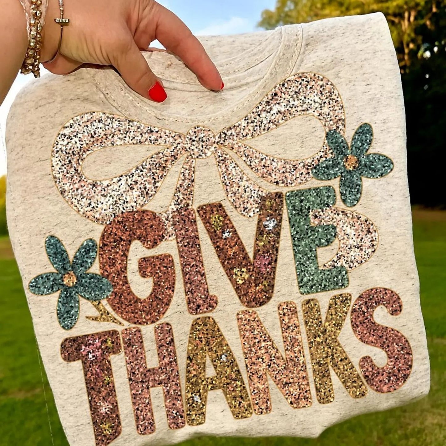 GLITTER GIVE THANKS WITH BOW