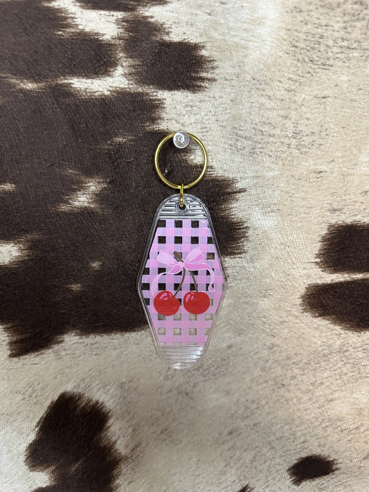 Cherry Gingham Motel Keychain